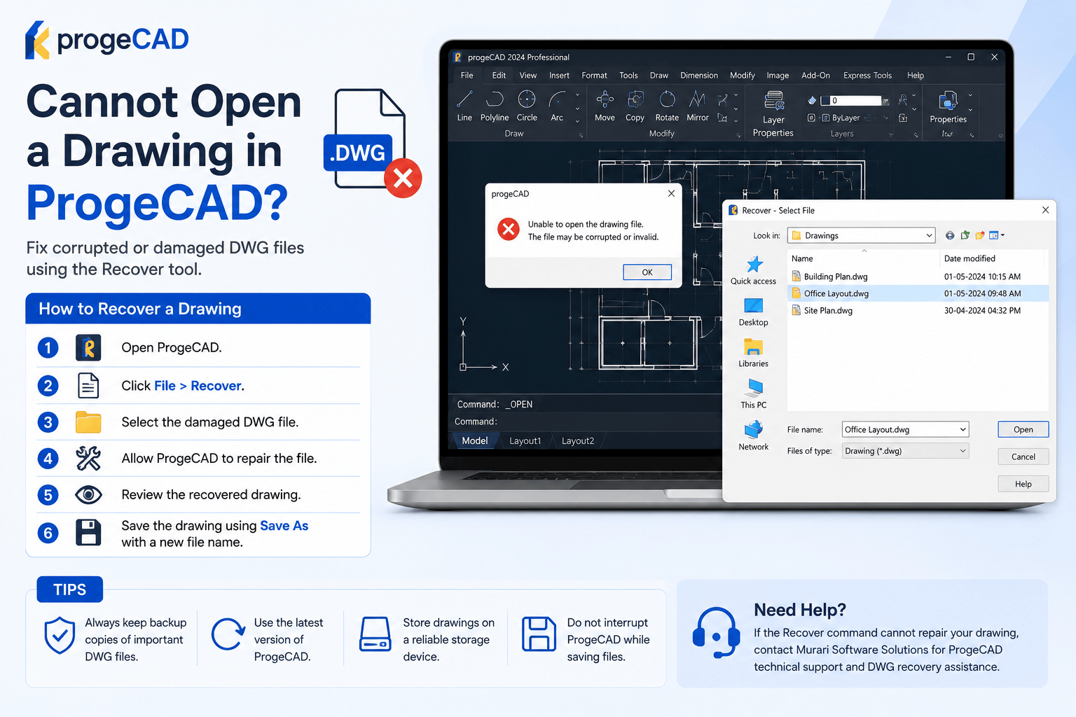 How to Fix "Cannot Open a Drawing" in ProgeCAD