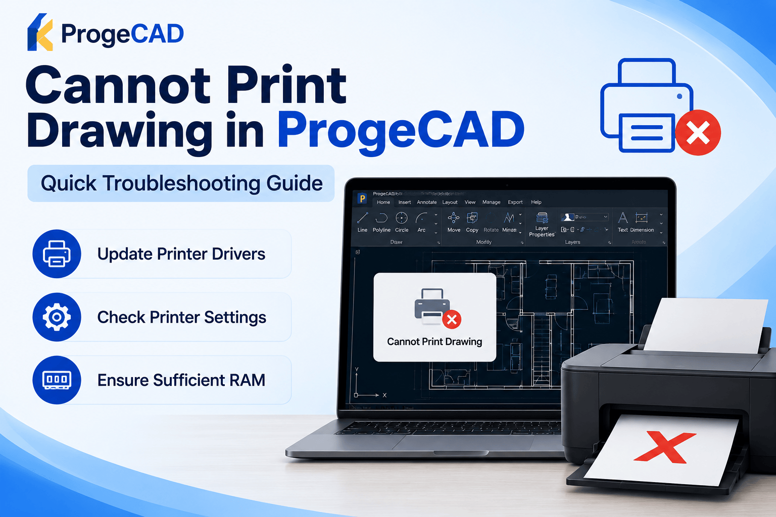 Cannot Print Drawing in ProgeCAD? Troubleshooting & Solutions