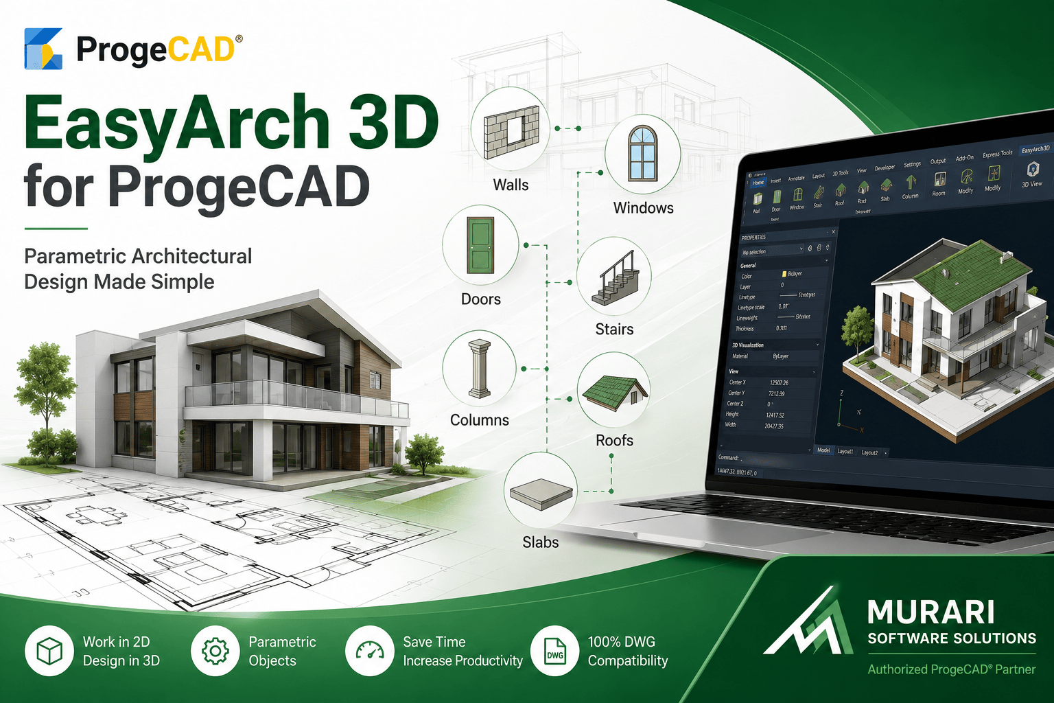 EasyArch 3D for ProgeCAD | Parametric Architecture Design Module
