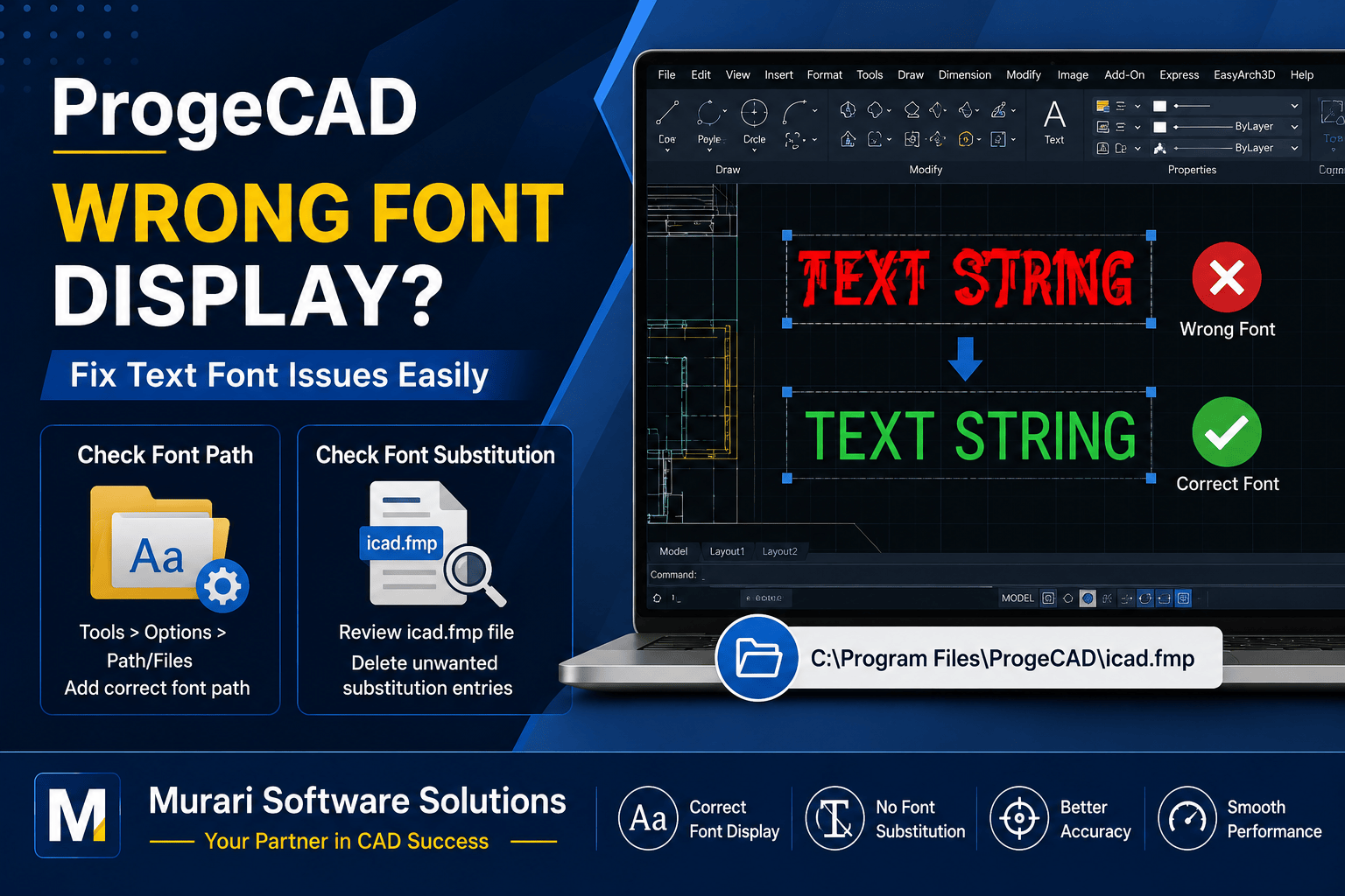 Text String Shows Wrong Fonts in ProgeCAD? Complete Font Troubleshooting Guide