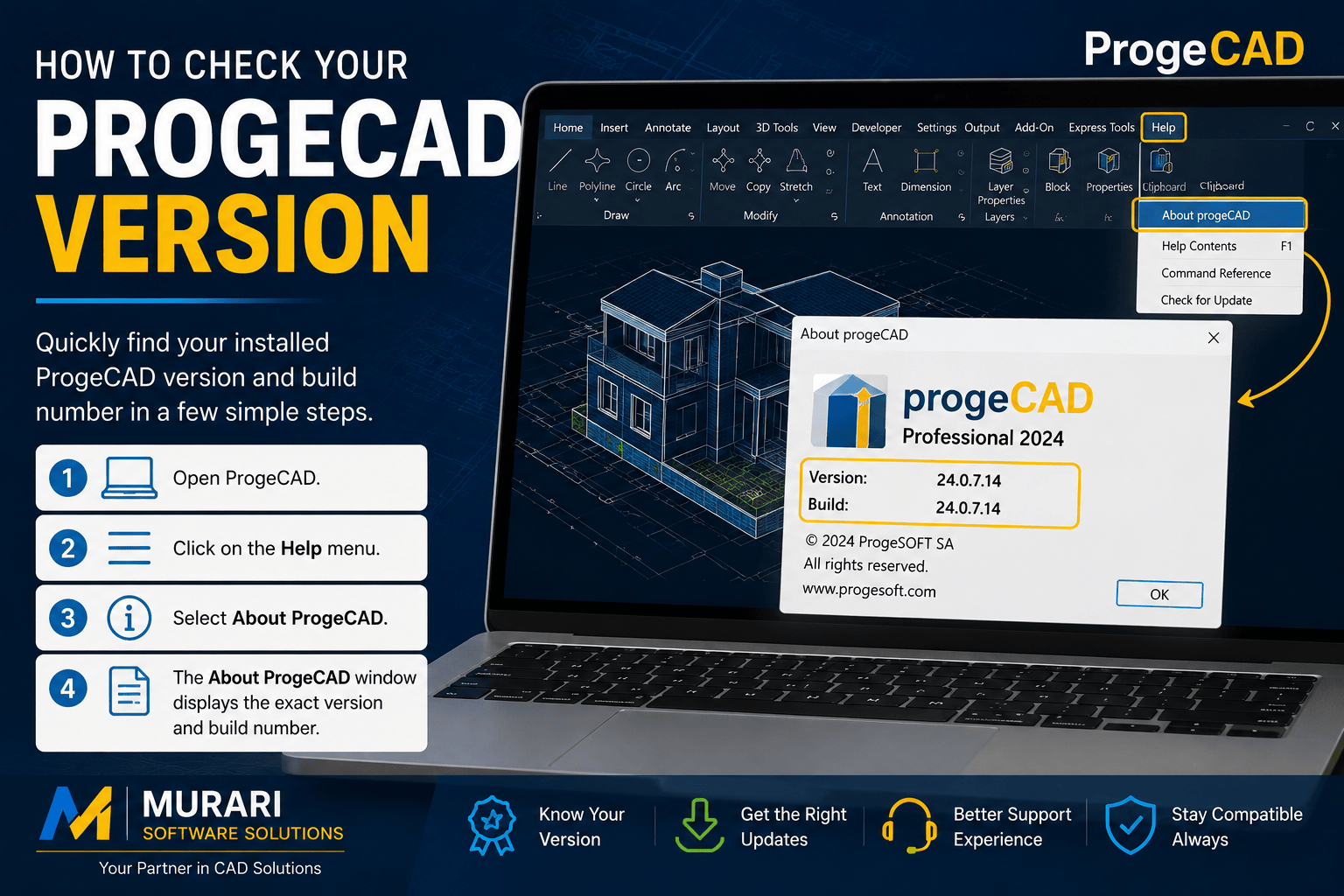 How to Check Your ProgeCAD Version | Murari Software Solutions