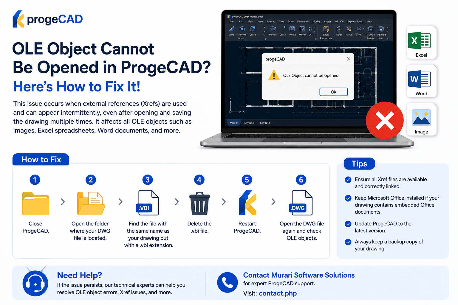 OLE Object Cannot Be Opened in ProgeCAD? Fix OLE Error