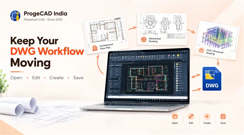 ProgeCAD 2025 DWG CAD workflow for editing and managing engineering drawings