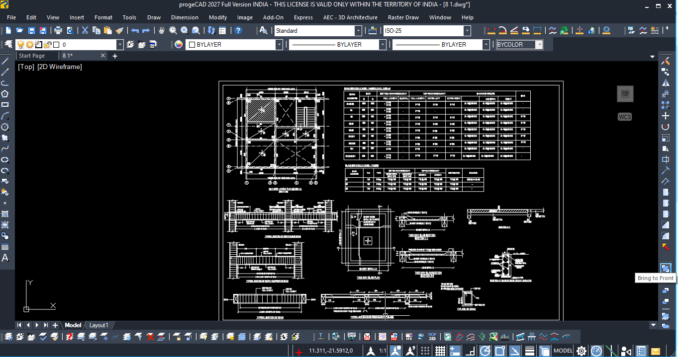 ProgeCAD for Civil & Structural Engineering drawing with plans sections dimensions and technical details
