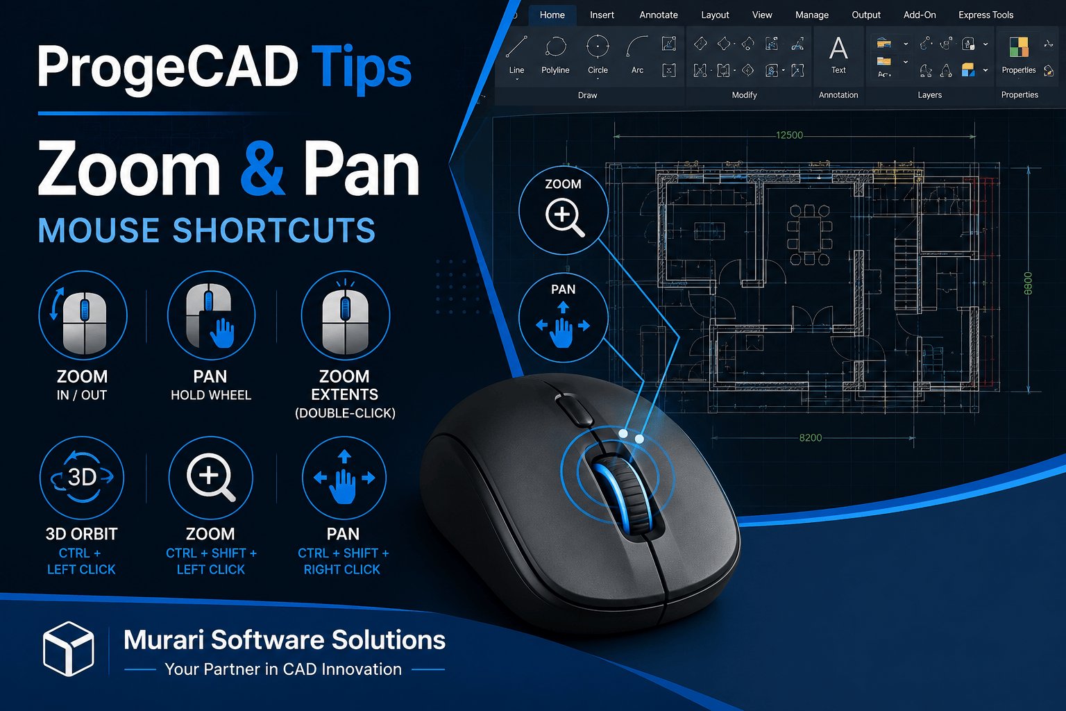 ProgeCAD Zoom and Pan Shortcuts | Mouse Navigation Guide