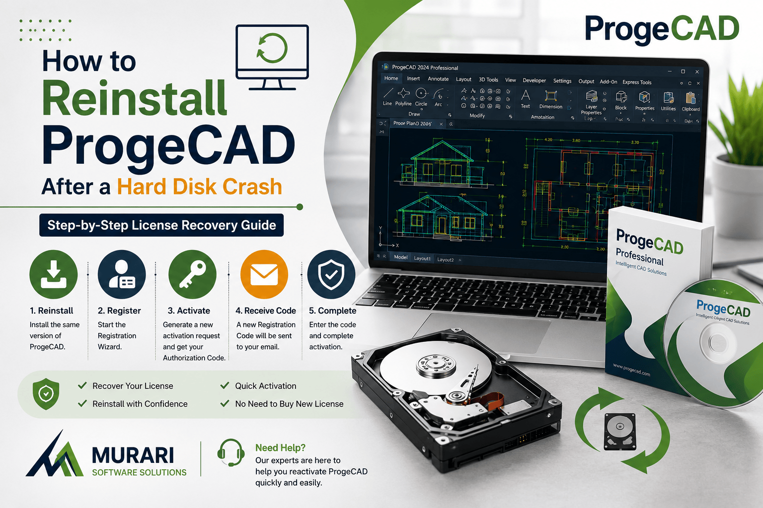 How to Reinstall ProgeCAD After a Hard Disk Crash | License Recovery Guide