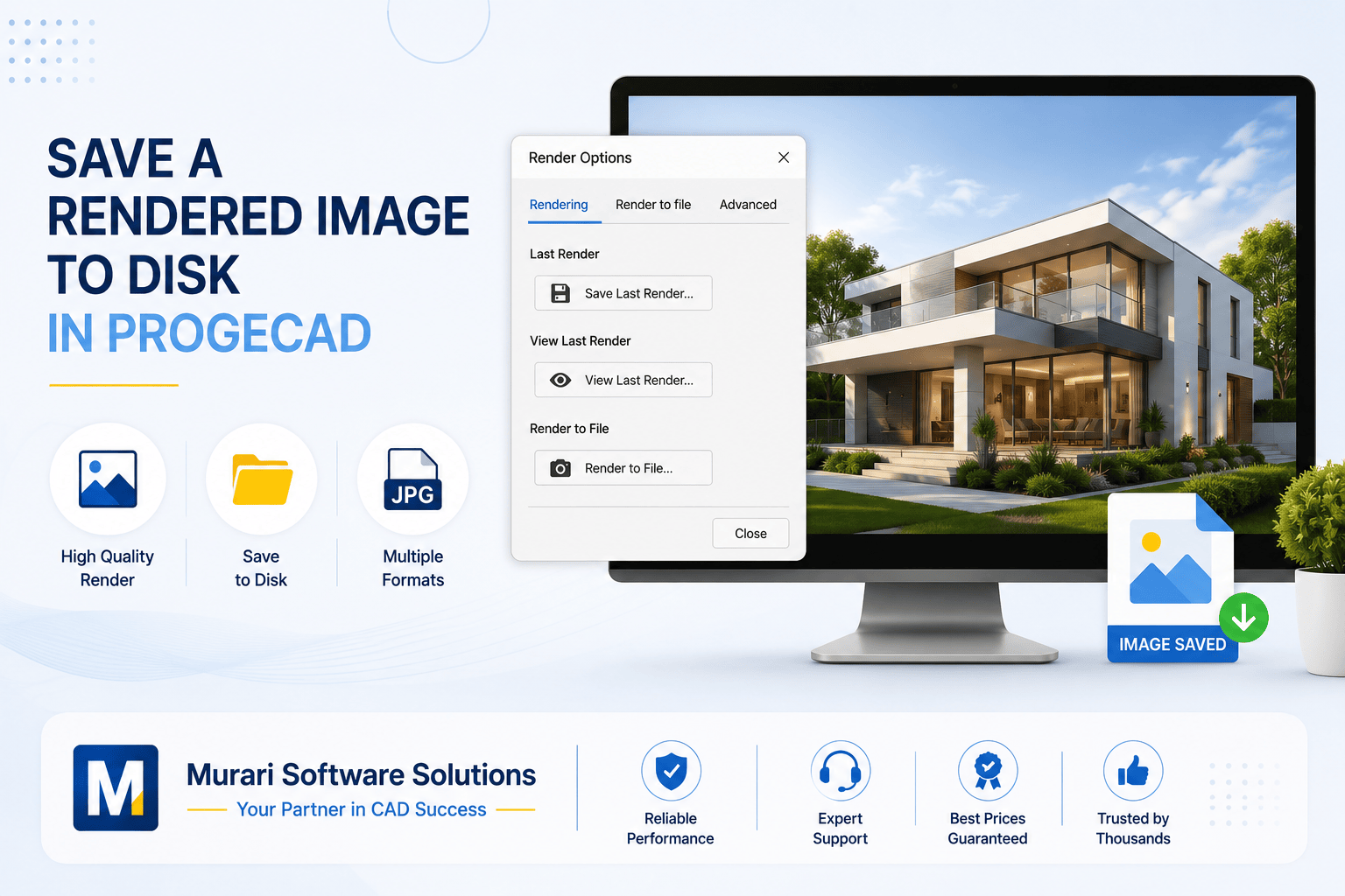 Save a Rendered Image to Disk in ProgeCAD | Export Rendered Images