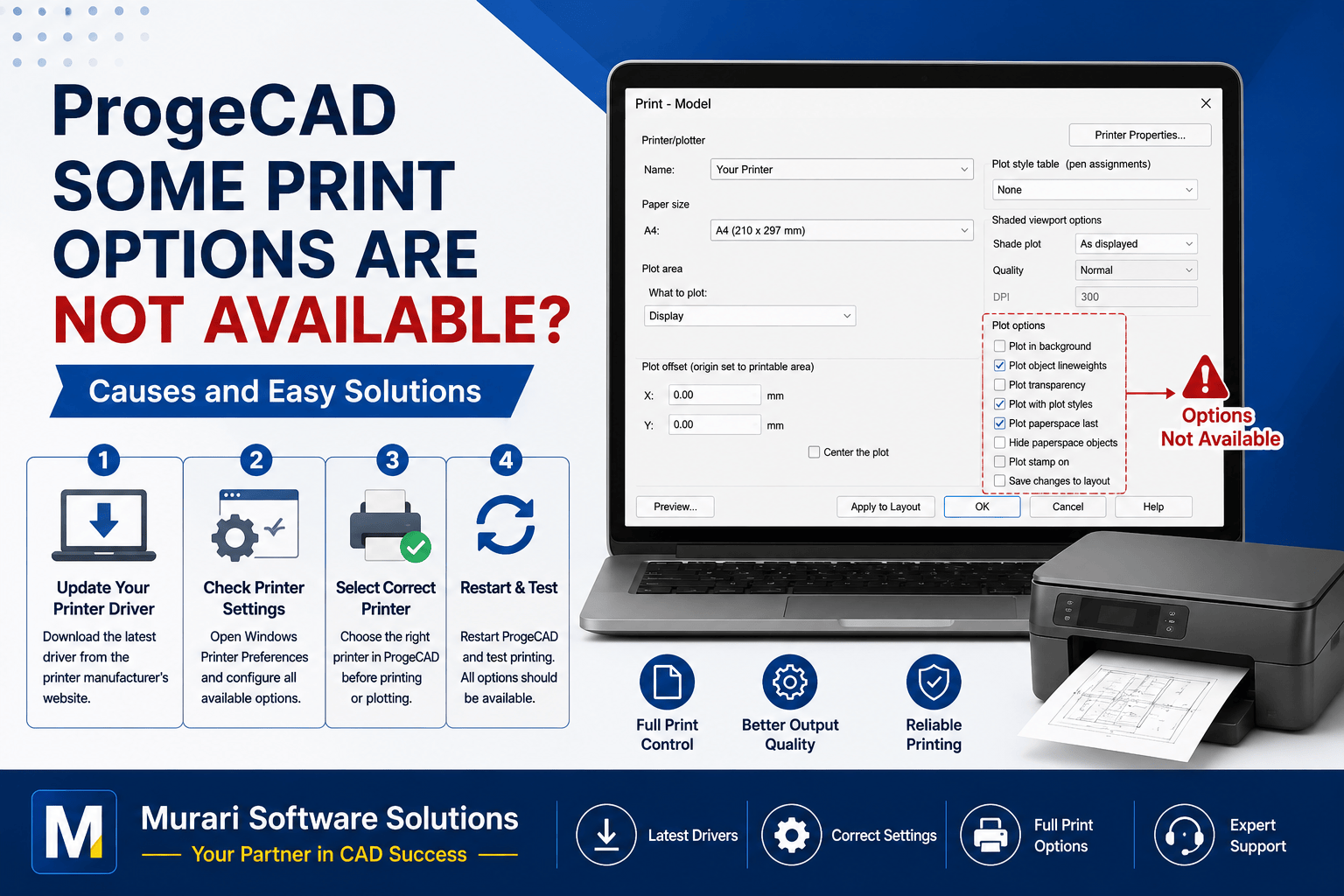 Some ProgeCAD Print Options Are Not Available? Here's How to Fix It